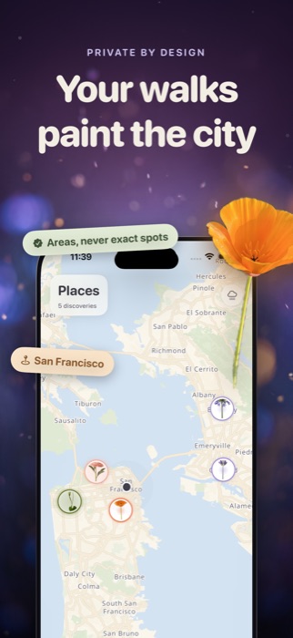 A map showing where flowers were discovered across San Francisco